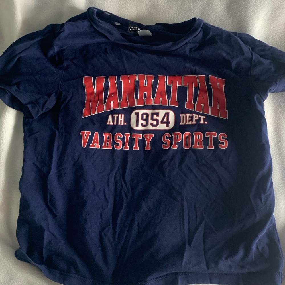 Manhattan varsity sports crop top